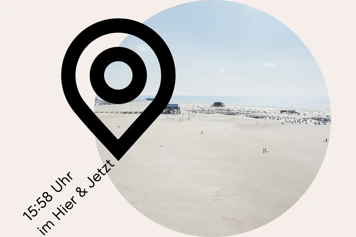 Kartenmarkierung am Strand