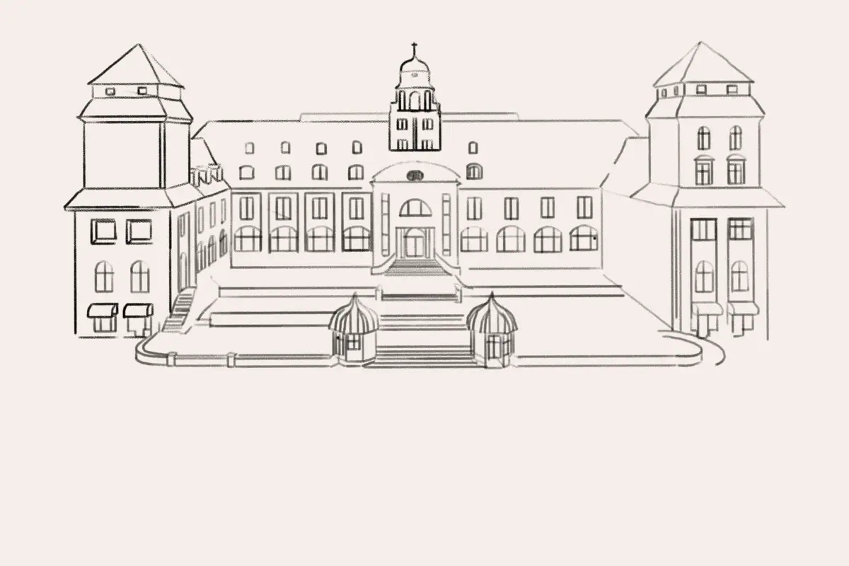 Zeichnung des Kurhauses Binz